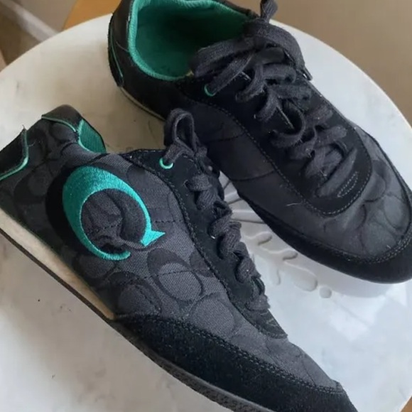 Coach Black and Teal Sole Sneakers - Picture 2 of 8
